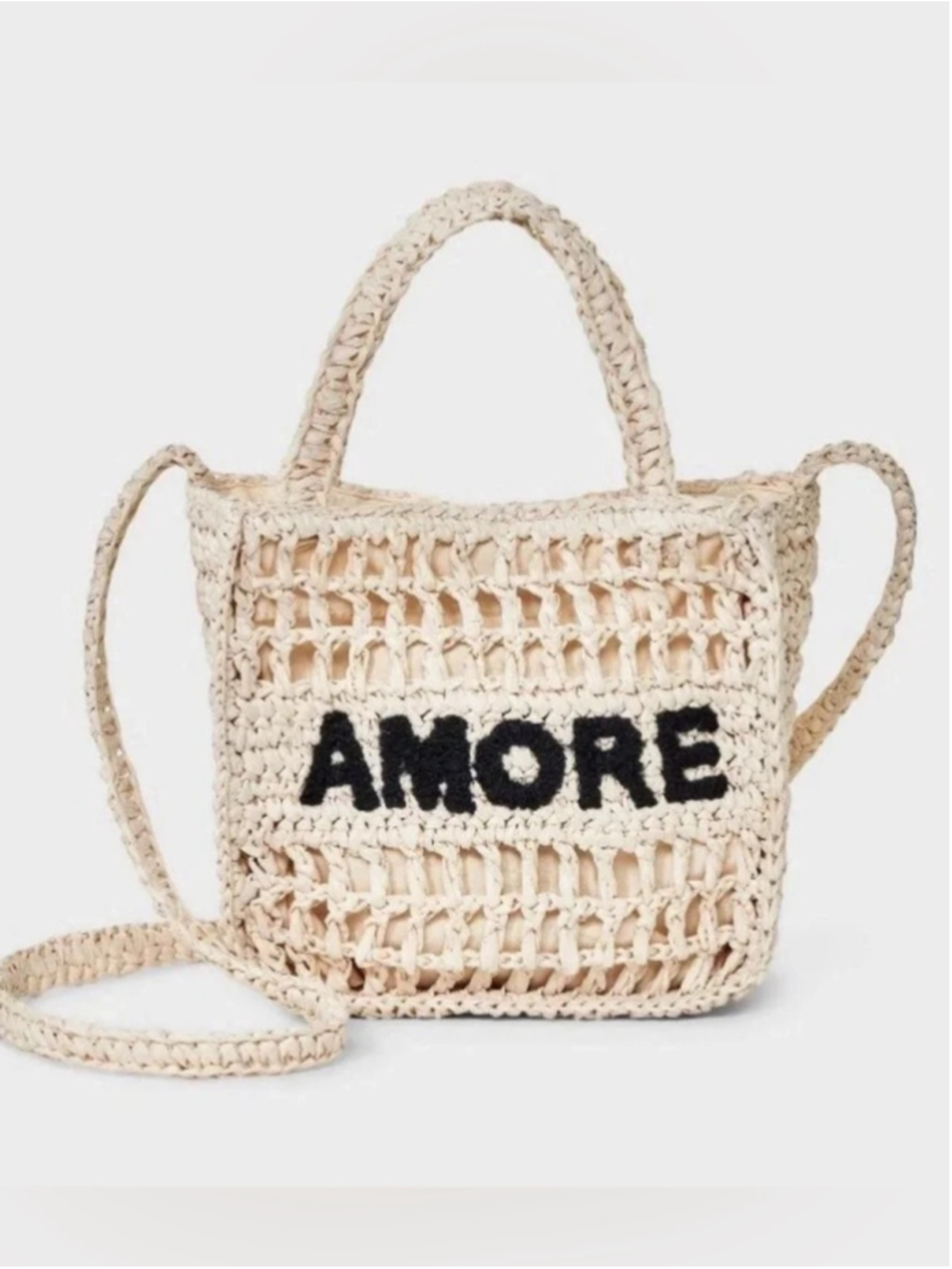 Universal Thread AMORE Crochet Mini Tote in Natural